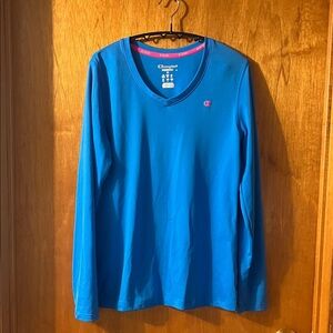 Champion Women's Long Sleeve Blue Long Sleeve Tee Size Medium